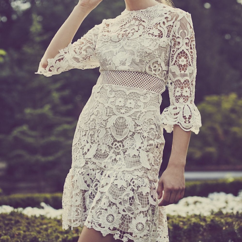 Mestiza New York White Nude Lucia Ruffled Lace Mini Dress 2